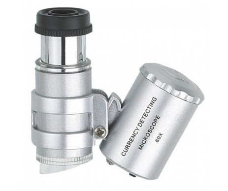 Mini-Mikroskop mit LED-Beleuchtung, Vergrößerung 60-fach, Lupe